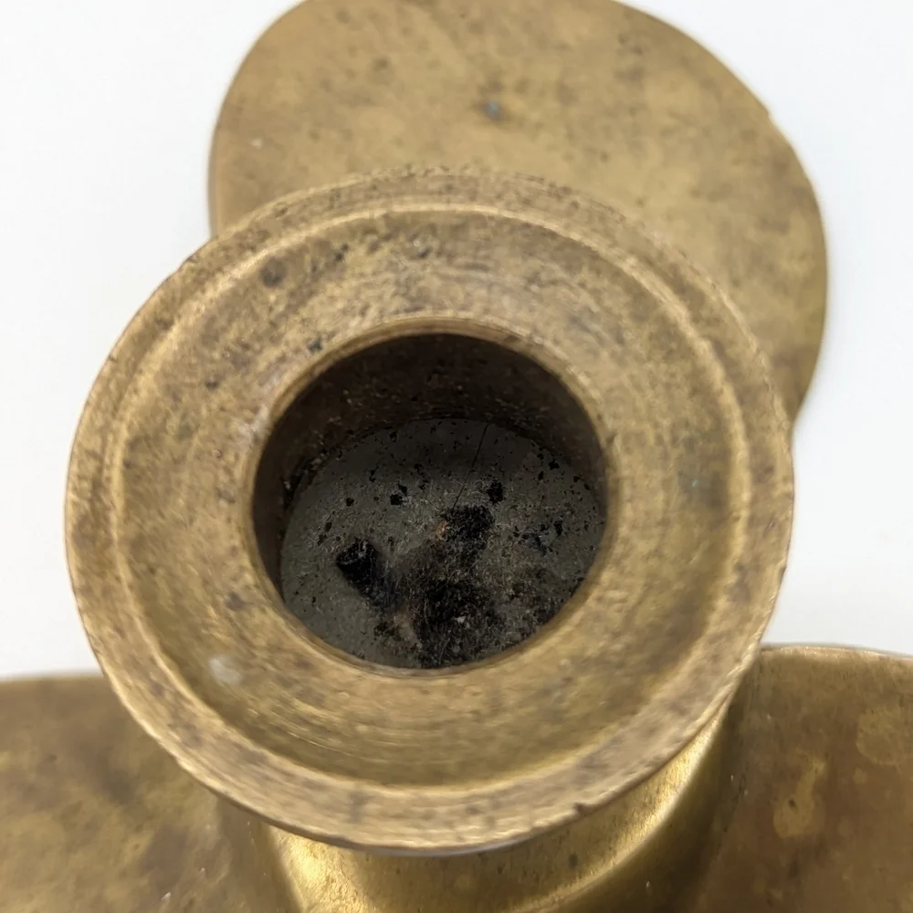 Vintage brass propeller candle holder and snuffer
